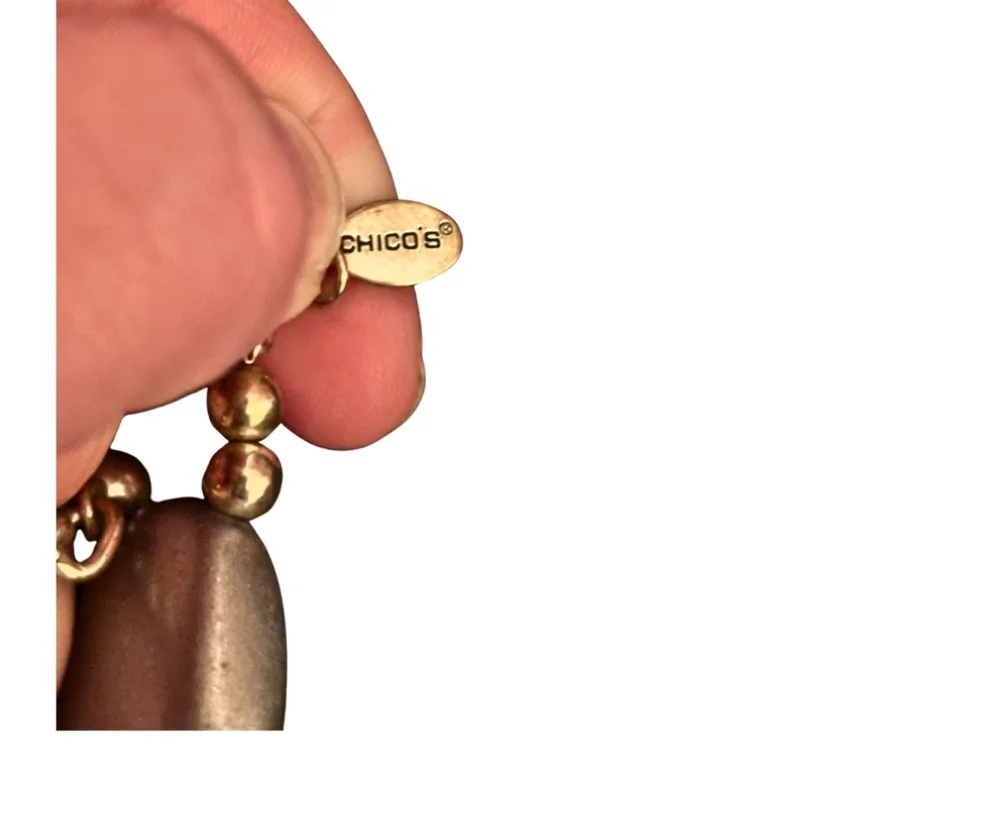 Chico’s Chunky Statement Necklace Gold & Silver Tone with Large Pendant - EUC - Picture 5 of 5